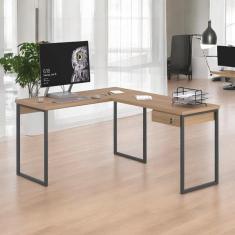 Mesa Home Office Escrivaninha L Industriale Montana Com Gavet