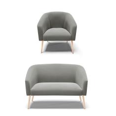 Kit 1 Namoradeira 2 Lugares E 1 Poltrona Grafite Pés Palito