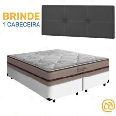 Cama Box + Cabeceira Painel Iris e Colchão Queen - Classic Molas Ensac