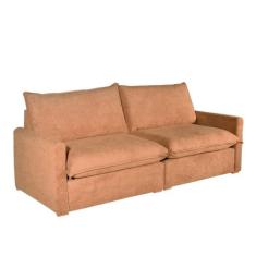 Sofá 3 Lugares 2,45m Living Julie Bom Pastor, Mostarda Veludo Bouclé