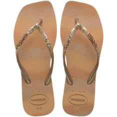 Chinelo de Dedo Feminino Casual Dia a Dia Praia Passeio Havaianas Slim Square Glitter Party-Feminino