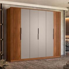 Guarda Roupa Casal Bali Ripado 6 Portas 6 Gavetas MDP Nogueira Touch-Nude Prime TX Casa H
