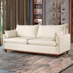 Sofá Living 3 Lugares 240cm Pillow e Base Madeira Maciça Escócia - Est
