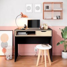 Escrivaninha Bancada Estudo Bit Moov Preto Fosco Tauari Nobre