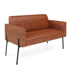 Sofá Namoradeira 2 Lugares Pé de Ferro Preto para Sala Marisa Corano Nozes D03 - D`Rossi