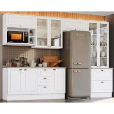 Cozinha Completa Americana 9 Peças (4 Aéreos + 1 Paneleiro + 2 Balcões + 2 Complementos ) C5P27 Branco - Henn