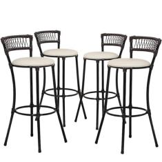 Kit 4 Banquetas Alta Forts Fio de Fibra Proteção UV Bancada, Área Gour