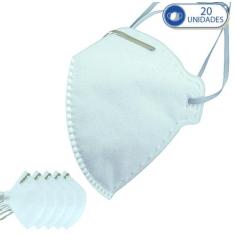20 Máscaras Descartáveis KSN PFF2 Branca com Clip Nasal