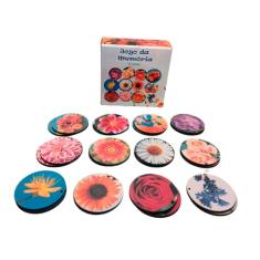 Jogo da Memória Flores Floral Redondo Divertido + Chaveiro Especial