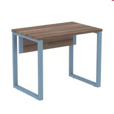 Mesa Escritório P25 TUB Pandin 90 cm (Larg) Tampo MDP Walnut Pé Aço Tubular Azul Dali