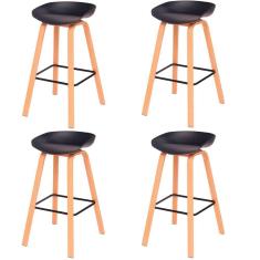 Kit 4 Banquetas Toledo Fratini 73 (altura) Revestimento Polipropileno Preto Base Em Aço E Apoio De Pé Preto