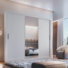 Guarda-Roupa Casal com Espelho 3 Portas de Correr Alice Luxo Espresso Móveis