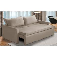 Sofá Sem Caixa Retrátil e Reclinável 1,65m com Molas Kiara Suede Cappuccino Adonai Estofados
