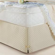 Saia Box Casal King Creme Matelassado Serve Para Cama Baú