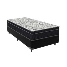 Cama Box Solteiro Preto e Colchão Ortobom Extra Firme D45