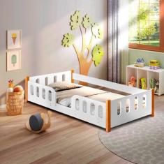 Cama Montessoriana Infantil Branca Melissa Proteção Lateral