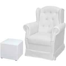 Poltrona de Amamentação com Balanço e Puff Letícia Branco - Phoenix