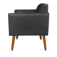 Poltrona Marisa Suede Preto Pés Palito Castanho D´rossi