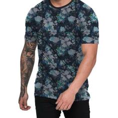 Camiseta Florida Orquídea Azul Floral-Masculino