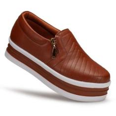 Tênis Dk Uze Shoes Slip On Sapatenis Sola Plataforma Flat Leve Feminino-Feminino