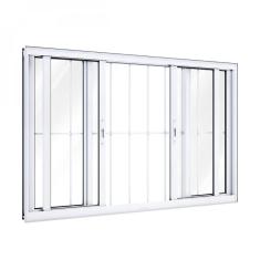 Janela de Alumínio de Correr 100x150cm 4 Folhas com Grade Riobras Branco