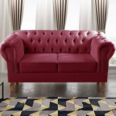 Sofá 2 Lugares Decoração Sara Recepção Dom Pedro Chesterfield Bordô