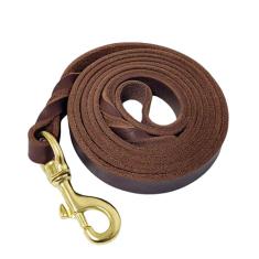 Coleira de couro para cães de 1,8 m x 3/10.2 cm, trelas trançadas resistentes com fecho giratório, coleira de treinamento de cães de couro genuíno para cães pequenos, médios e grandes