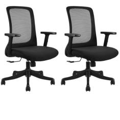 Conjunto com 2 Cadeiras para Escritório Diretor Boston Office Nr17 Preto