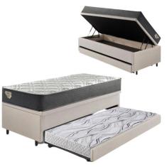 Bicama Box Baú Solteiro Com Colchão Adapto Molas Ensacadas Ecoflex mat