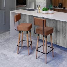 Kit 02 Banquetas Barcelona Alta - Pés Palito  Dreamy House - Salaone, 