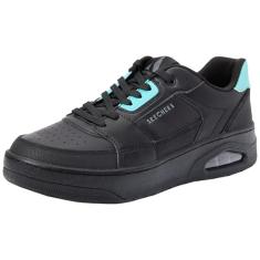 Skechers Tênis feminino Uno Courted Style, Preto, turquesa, 35