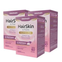 Kit 3 HairSkin Supreme D-Pantenol Biotina Maxinutri 60 Caps