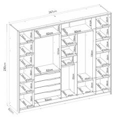 Guarda Roupa Casal Laredo Ambiente Nogueira Nude Prime tx Flex com Vidro Reflecta Demóbile - Demartêz