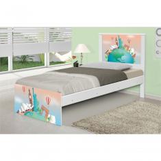 Cama Solteiro Adesivada Volta Ao Mundo Com Colchão