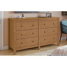 Cômoda De Quarto Horizontal Maggiore C/ 6 Gavetas Rovere/amêndoa - Lopas