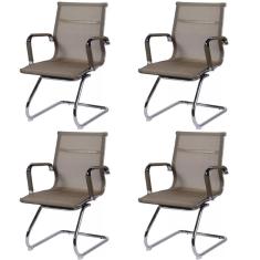 Kit 4 Cadeiras Para Escritório Interlocutor Esteirinha Tela Mesh 3303 Or Design Cobre