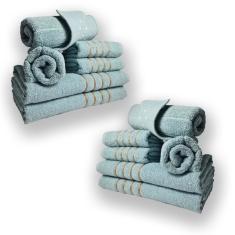 Jogo De Toalhas 12pcs - 4 Banhos 4 Rosto 4 Tapetes Verde