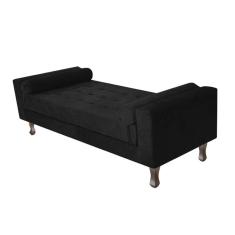 Recamier Baú Félix King Size 195 Cm Suede - Amarena Móveis Cor Preto