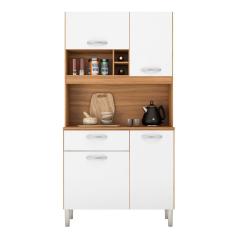 Armário Cozinha Compacta 4 Portas 1 Gaveta 3 Nichos Malta Amendola Branco