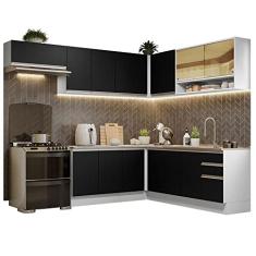Armário de Cozinha Completa de Canto 469cm Branco/preto Glamy Madesa 01