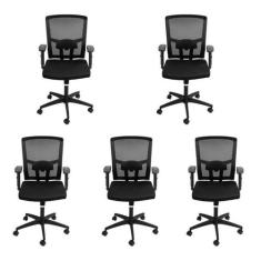 Kit 5 Cadeiras Escritório Diretor Ergonômico NR17 Tela Mesh Tóquio 332