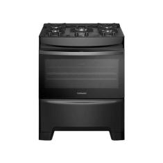 Fogão 5 Bocas Continental Preto Mesa de Vidro, Forno Eco Turbo e Tripl
