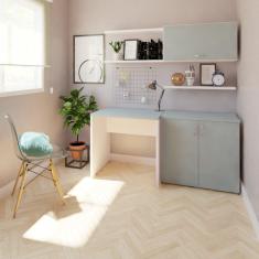 Mesa Reta Corp 25mm 80 cm Bramov Móveis Branco/Cinza Cristal