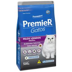 Ração Premier Pet Gatos Ambientes Internos Pelos Longos Adultos Salmão - 500 g