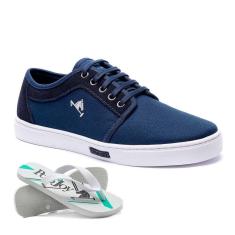 Tênis Masculino Polo Joy Casual Confortável Em Lona + Chinelo