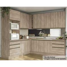 Kit de Cozinha Completa 12 Peças Maxxi 1 (4 Armários + 4 Balcões + 1 Paneleiro + 3 Complementos) CZ200 Nogal - Kappesberg