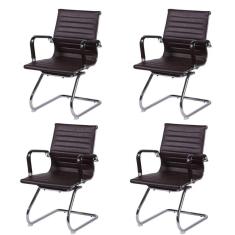 Kit 4 Cadeiras para Escritório Interlocutor Base Fixa Esteirinha Sintético 3301 Or Design Café