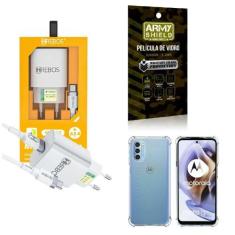 Kit Carregador Turbo + Capinha Motorola G31 + Película 3D - Hrebos