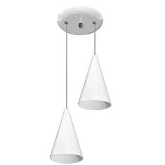 Luminaria Pendente Colorido Duplo Para Sala Quarto Cozinha - Branco - 