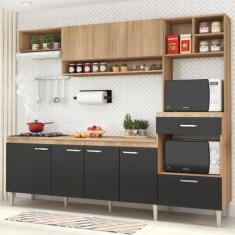 Cozinha Compacta Modulada com Tampo 8 Portas 1 Gaveta Inova - Fellicci